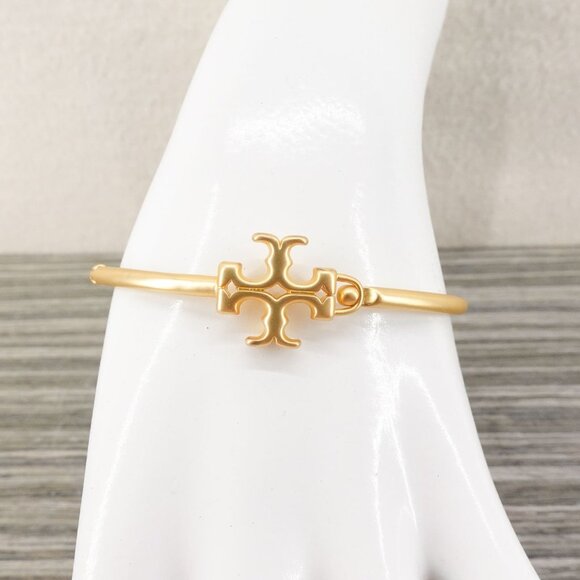 Tory Burch Eleanor Hinged Cuff Bracelet Gold OS - Picture 11 of 12